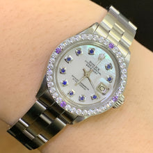 Load image into Gallery viewer, 26mm Rolex Diamond Watch with Stainless Steel Oyster Bracelet (custom diamond dial, custom diamond bezel)