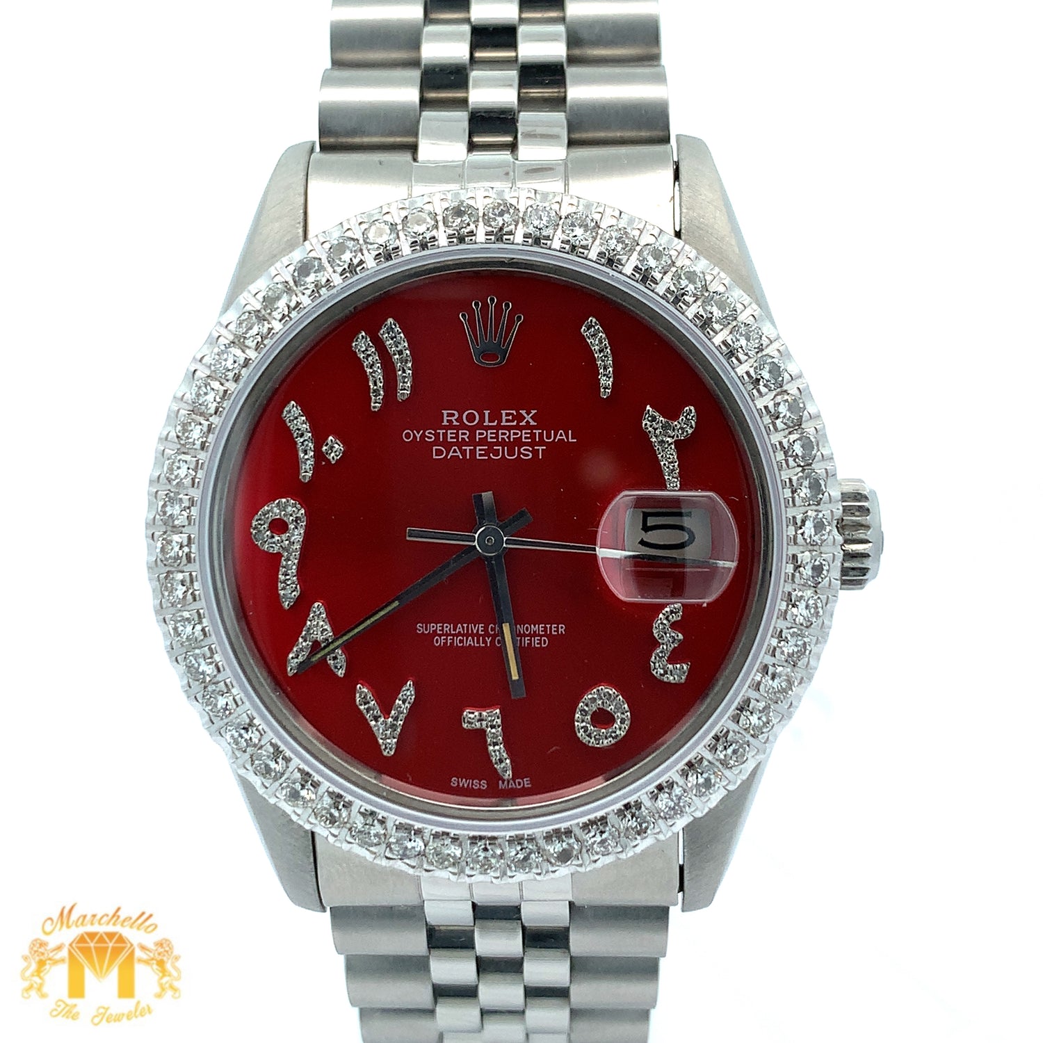 36mm Rolex Diamond Watch with Stainless Steel Jubilee Bracelet