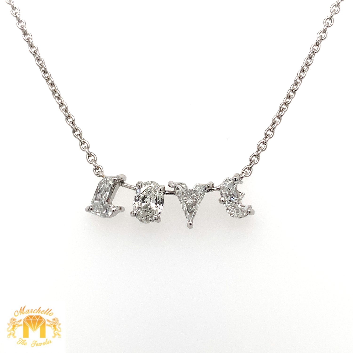 18k White Gold Love Chain with Diamonds