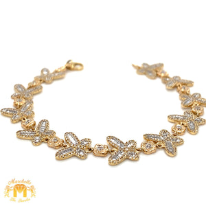Butterfly Ladies`Gold and Diamond Bracelet with Baguette and Round Diamonds(choose gold color)