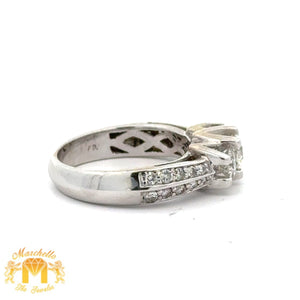 14k White Gold and Diamond Wedding Band with Round Diamonds