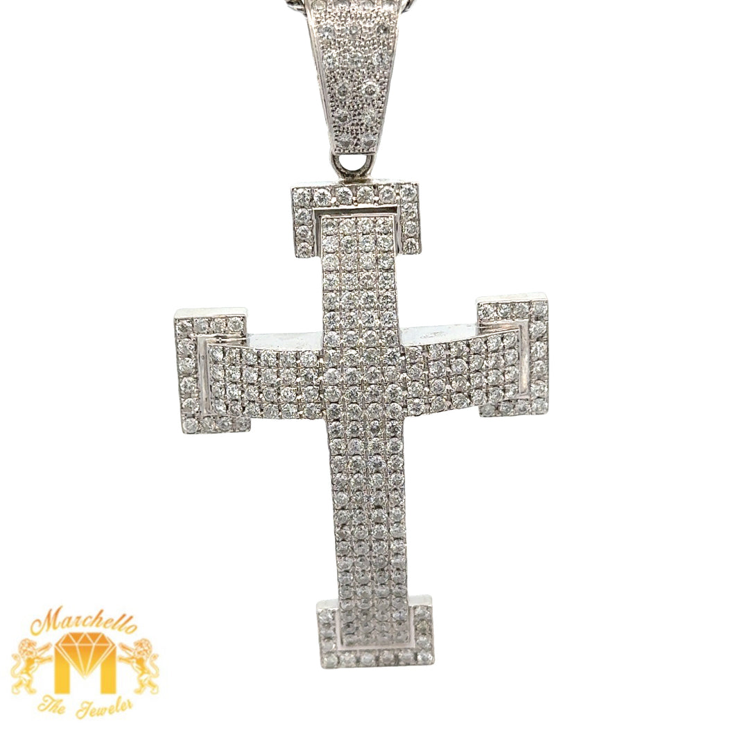 14k White Gold and Diamond XL Cross Pendant