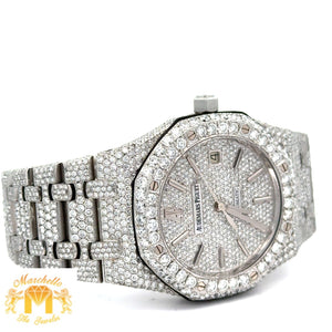 4 piece deal: 39mm Iced out Audemars Piguet AP Watch + 14k White Gold Solid and Diamond  Bracelet + Complimentary Earrings + Gift from MTJ