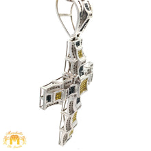 Load image into Gallery viewer, 7ct Diamonds 14k White Gold Cross Pendant with Princess Cut and Round Diamonds