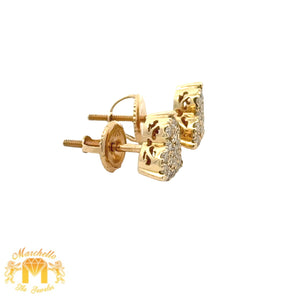 14k yellow gold and diamond Heart Earrings with Round Diamonds