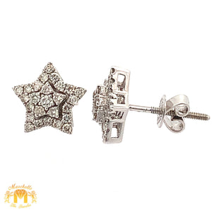Gold and Diamond Star Earrings with Round Diamonds (choose your color)