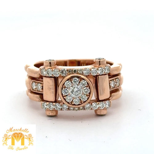 14k Rose Gold and Diamond Men`s Ring with Round Diamond