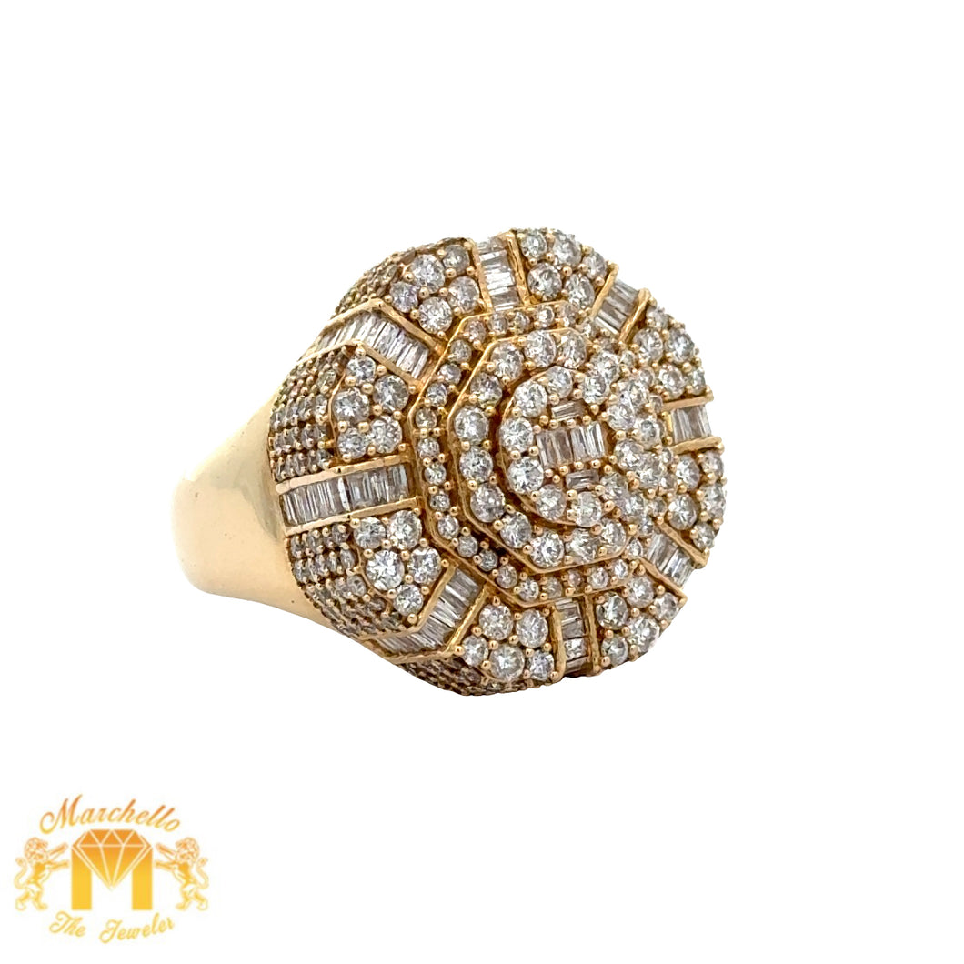 3.95ct diamonds 14k Yellow Gold Men`s Ring with Baguette Diamonds