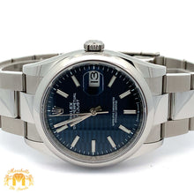 Load image into Gallery viewer, 36mm Rolex Watch with Stainless Steel Oyster Bracelet (smooth bezel, blue dial)