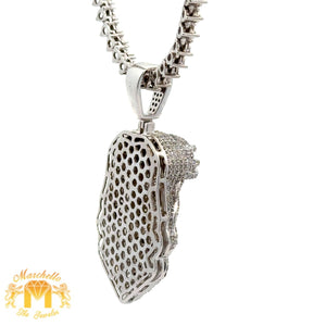 3D Gold and Diamond Jesus Head Pendant and Gold and Diamond Tennis Chain (choose your color)