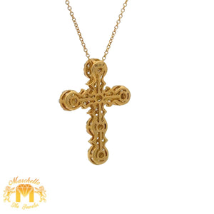 18k yellow gold and diamond cross Pendant and Yellow Gold Chain