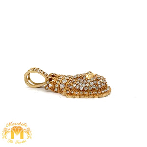 14k Yellow Gold and Diamond King Lion with Round Diamonds and 14k Yellow Gold Cuban Link Chain