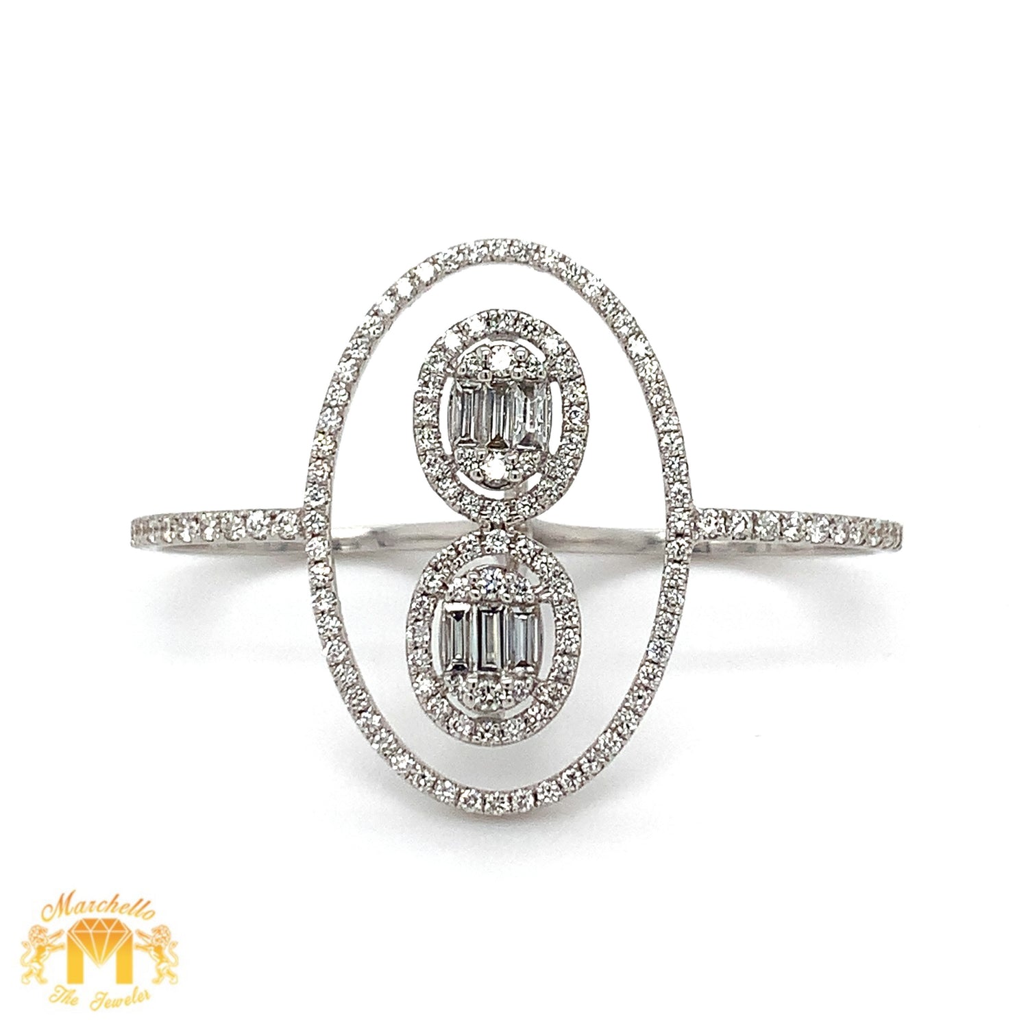 VVS/vs high clarity diamonds set in a 18k White Gold Ladies' Two-Finger Ring (VVS diamonds)