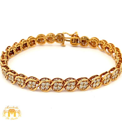 4ct diamonds and Yellow Gold Flower Bracelet with Large Round Diamonds