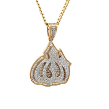 Load image into Gallery viewer, 14k two-tone gold: yellow and white gold Allah pendant and Yellow Gold Cuban Chain