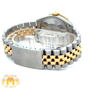 34mm Rolex Diamond Watch with Two-Tone Jubilee Bracelet (Mother of Pearl (MOP) diamond dial)