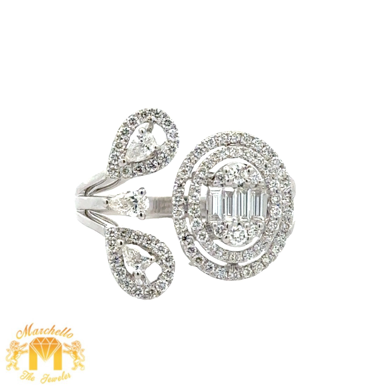 VVS/VS high clarity of diamonds set in a 18k White Gold  Ladies` Ring with Combination of Fancy Shapes