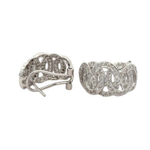 Load image into Gallery viewer, 14k white gold and diamond Hoop Earrings with Round Diamonds