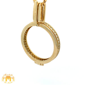 14k Gold Coin Holder Diamond Pendant with Round Diamonds (choose your color)