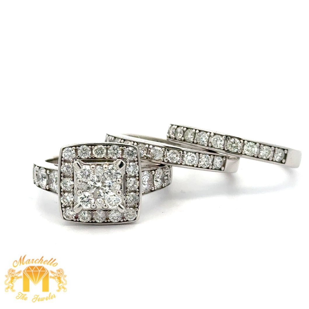 14k white gold and diamond 3-piece Ladies` Ring with Round Diamond
