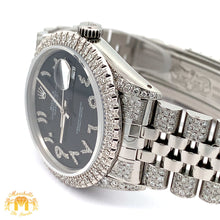 Load image into Gallery viewer, 7ct Diamond Iced out 36mm Rolex Watch with Stainless Steel Jubilee Bracelet (black dial with diamonds)