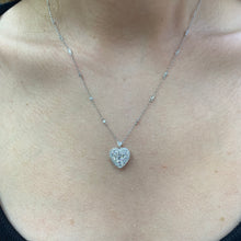 Load image into Gallery viewer, 14k White Gold and Diamond Heart Shaped Necklace with Round Diamonds