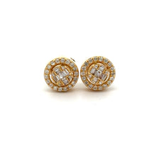 Load image into Gallery viewer, 14k Yellow Gold and Diamond Round Earrings