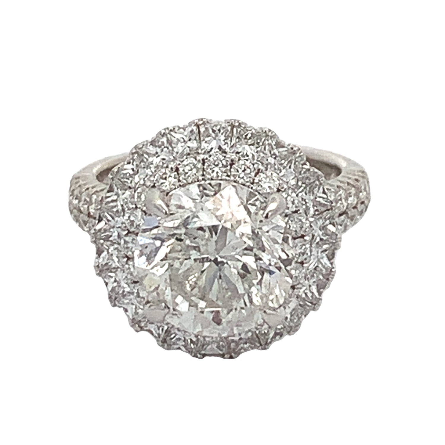 6.52ct diamonds 18k White Gold Engagement Ring with Princess Cut and Round Diamonds