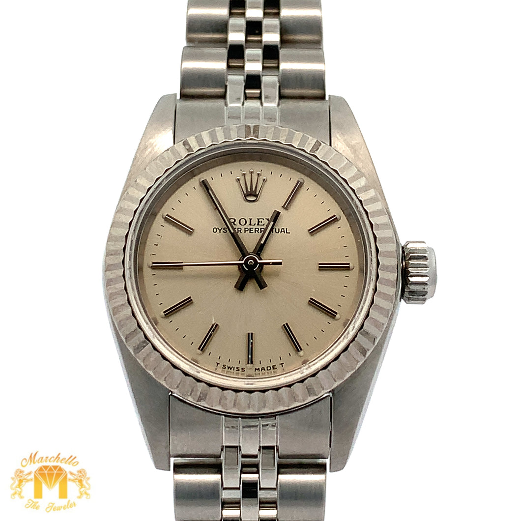 Factory 24mm Ladies` Rolex Watch with Stainless Steel Jubilee Bracelet (Rolex papers)