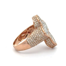 Load image into Gallery viewer, Gold and Diamond Cross Ring with Round and Baguette Diamonds (choose your color)