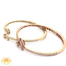 Load image into Gallery viewer, 14k Gold and Diamond Floral Bangle Bracelet with Pear and Round Diamonds (choose your color)