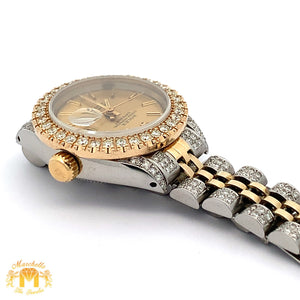 26mm Ladies`Rolex Diamond Watch with Two-Tone Jubilee Bracelet (diamond bezel, champagne dial)