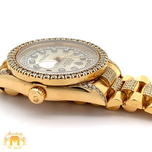 36mm 18k Yellow Gold Rolex Day-Date Diamond Watch (quick-set)