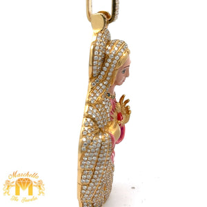 6.30ct diamonds 14k Yellow Gold Mary Pendant with Round Diamonds