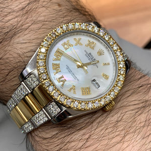 41mm Rolex Watch with Two-Tone Oyster Diamond Bracelet (Mother of pearl (MOP) dial)