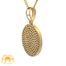 Load image into Gallery viewer, 14k Yellow Gold and Diamond Oval Shaped Picture Pendant and 14k Yellow Gold Cuban Link Chain Set