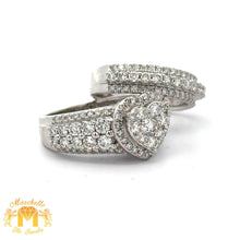 Load image into Gallery viewer, 3ct diamonds 14k White Gold Heart shape 2-piece Bridal Set with Round Diamonds