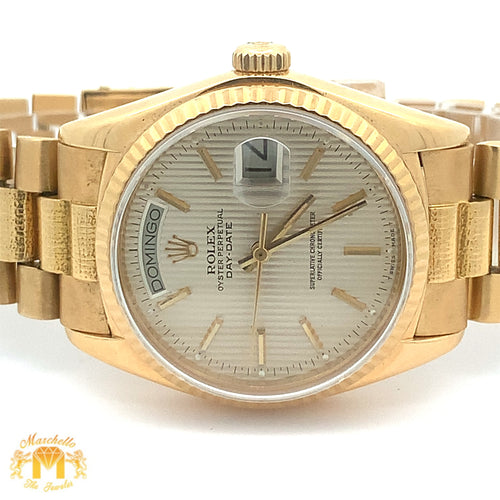 36mm 18k Gold Rolex Presidential Watch (tuxedo dial, quick set)