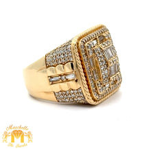 Load image into Gallery viewer, 14k Yellow Gold and Diamond Men`s Ring with Baguette and Round Diamonds