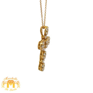 18k yellow gold and diamond cross Pendant and Yellow Gold Chain