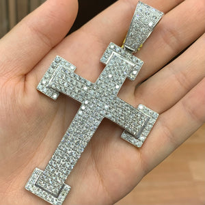 14k White Gold and Diamond XL Cross Pendant