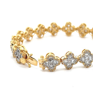 Gold and Diamond Flower Shaped Bracelet (choose your color)