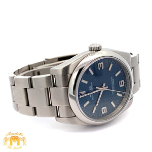 Full factory 36mm Rolex Watch with Stainless Steel Oyster Bracelet (Blue dial with white hour markers)