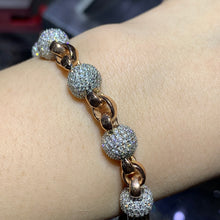 Load image into Gallery viewer, 10.5ct diamonds 14k solid Rose Gold Beaded Bracelet with Round Diamonds