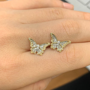 4 piece deal: 6.09ct diamonds and gold Butterfly Necklace+ Gold and Diamond Butterfly Ring and Earrings + Gift