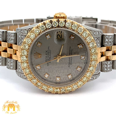 31mm Rolex Diamond Watch with Two-Tone Jubilee Bracelet (factory diamond dial, custom diamond bezel)