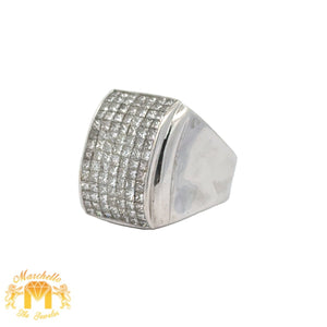 4ct diamonds 14k white gold Men`s Ring with princess cut diamonds