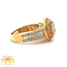 Load image into Gallery viewer, 14k Yellow Gold and Diamond Round Shaped Ring with Baguette and Round Diamonds