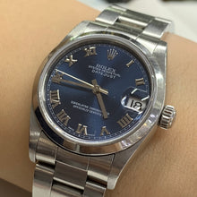 Load image into Gallery viewer, Full factory 31mm Rolex Watch with Stainless Steel Oyster Bracelet (blue dial with Roman numerals)