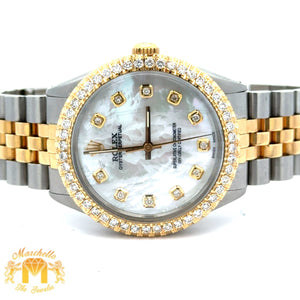 34mm Rolex Diamond Watch with Two-Tone Jubilee Bracelet (Mother of Pearl (MOP) diamond dial)